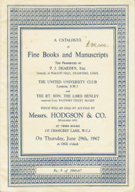 Sale catalogue from Hodgson's (1967)